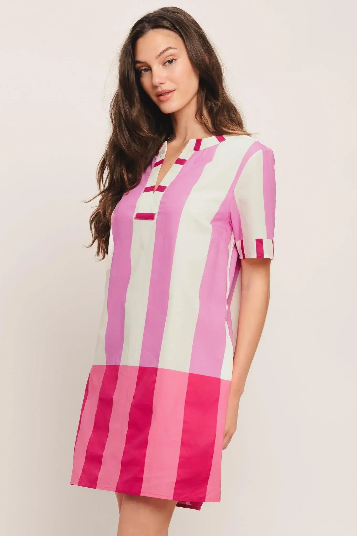 FRESH PINK WOVEN MINI DRESS - Flying Tomato - Flyclothing LLC