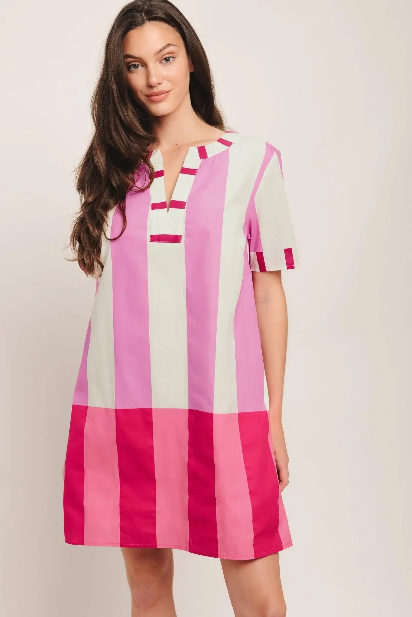 FRESH PINK WOVEN MINI DRESS - Flying Tomato - Flyclothing LLC