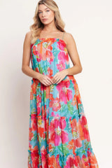 TROPICAL DAYDREAM WOVEN MAXI DRESS - Flying Tomato - Flyclothing LLC