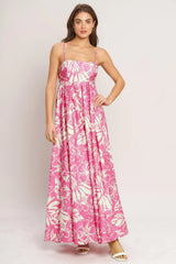 SUMMER HEAT FLORAL WOVEN MAXI DRESS - Flying Tomato - Flyclothing LLC