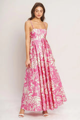 SUMMER HEAT FLORAL WOVEN MAXI DRESS - Flying Tomato - Flyclothing LLC