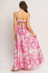 SUMMER HEAT FLORAL WOVEN MAXI DRESS - Flying Tomato - Flyclothing LLC