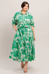 SIMPLY IN BLOOM WOVEN MIDI SHIRT DRESS - Flying Tomato - Flyclothing LLC