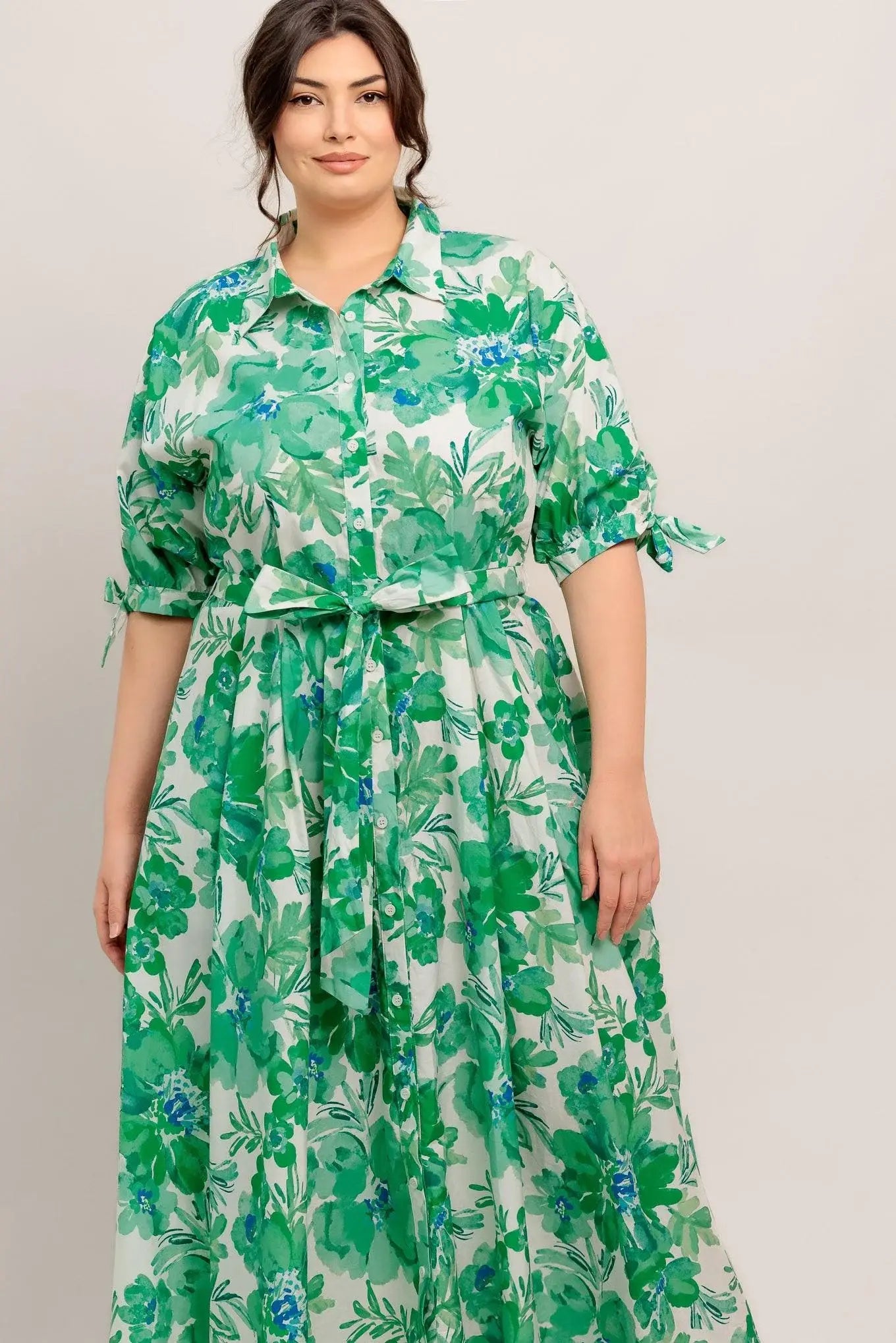 SIMPLY IN BLOOM WOVEN MIDI SHIRT DRESS - Flying Tomato - Flyclothing LLC