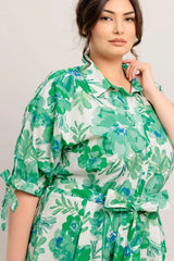 SIMPLY IN BLOOM WOVEN MIDI SHIRT DRESS - Flying Tomato - Flyclothing LLC