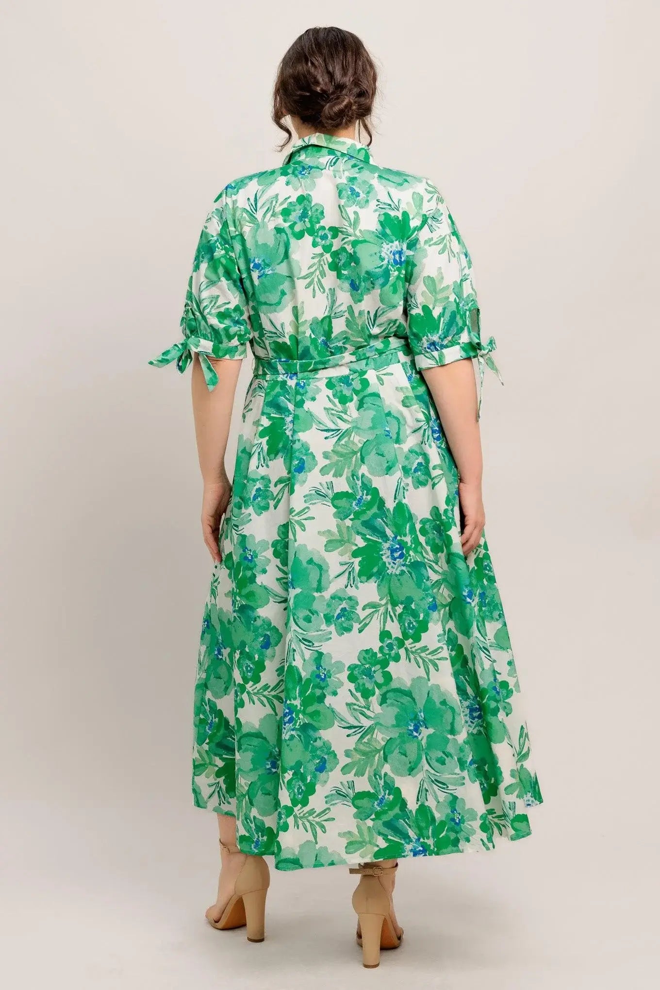 SIMPLY IN BLOOM WOVEN MIDI SHIRT DRESS - Flying Tomato - Flyclothing LLC