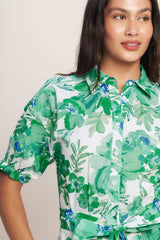 SIMPLY IN BLOOM WOVEN MIDI SHIRT DRESS - Flying Tomato - Flyclothing LLC