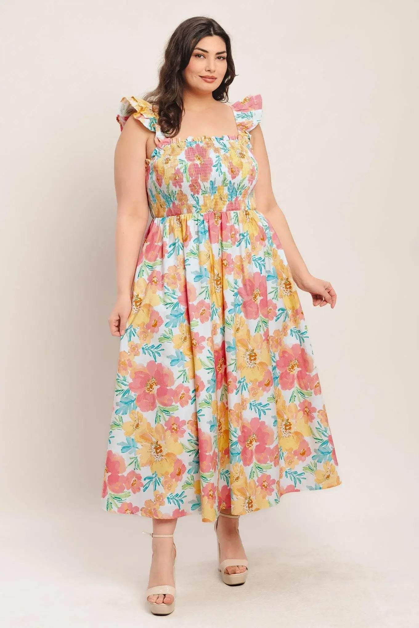SOFT SUNSHINE WOVEN MIDI DRESS - Flying Tomato - Flyclothing LLC