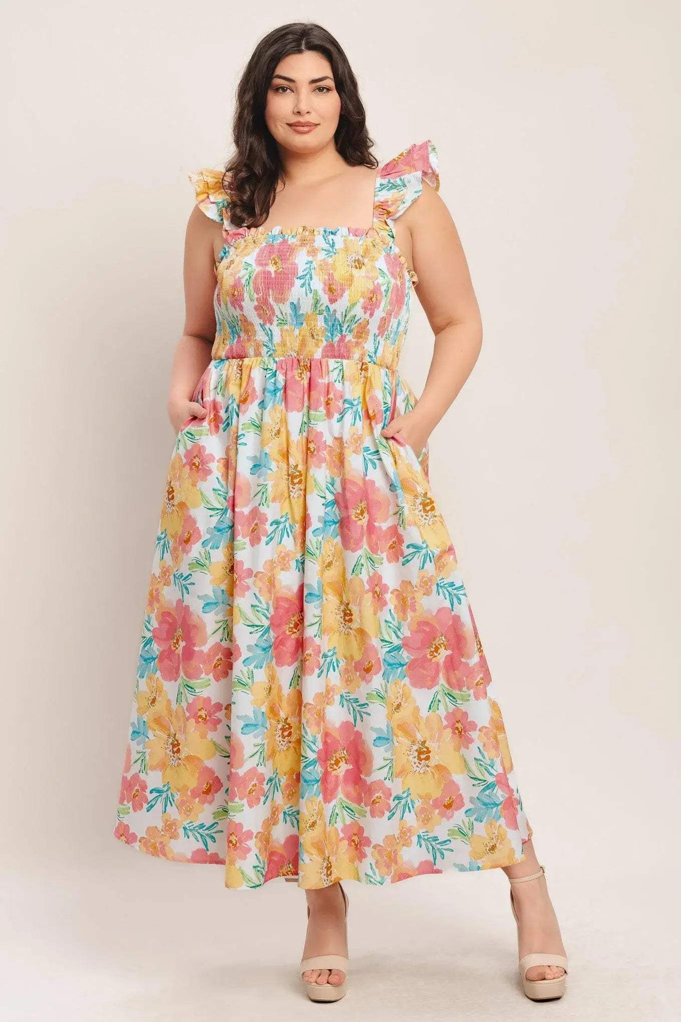 SOFT SUNSHINE WOVEN MIDI DRESS - Flying Tomato - Flyclothing LLC