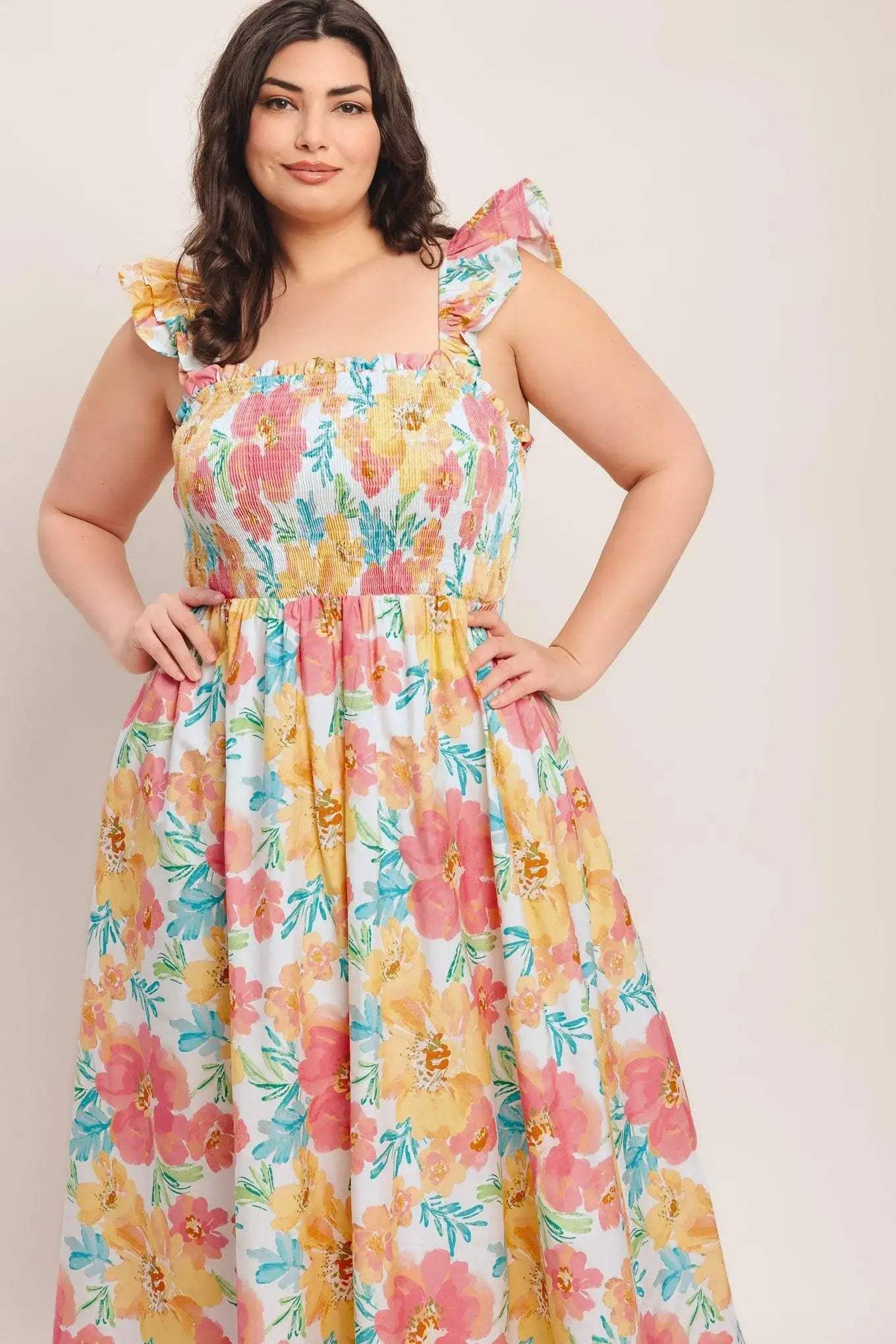 SOFT SUNSHINE WOVEN MIDI DRESS - Flying Tomato - Flyclothing LLC