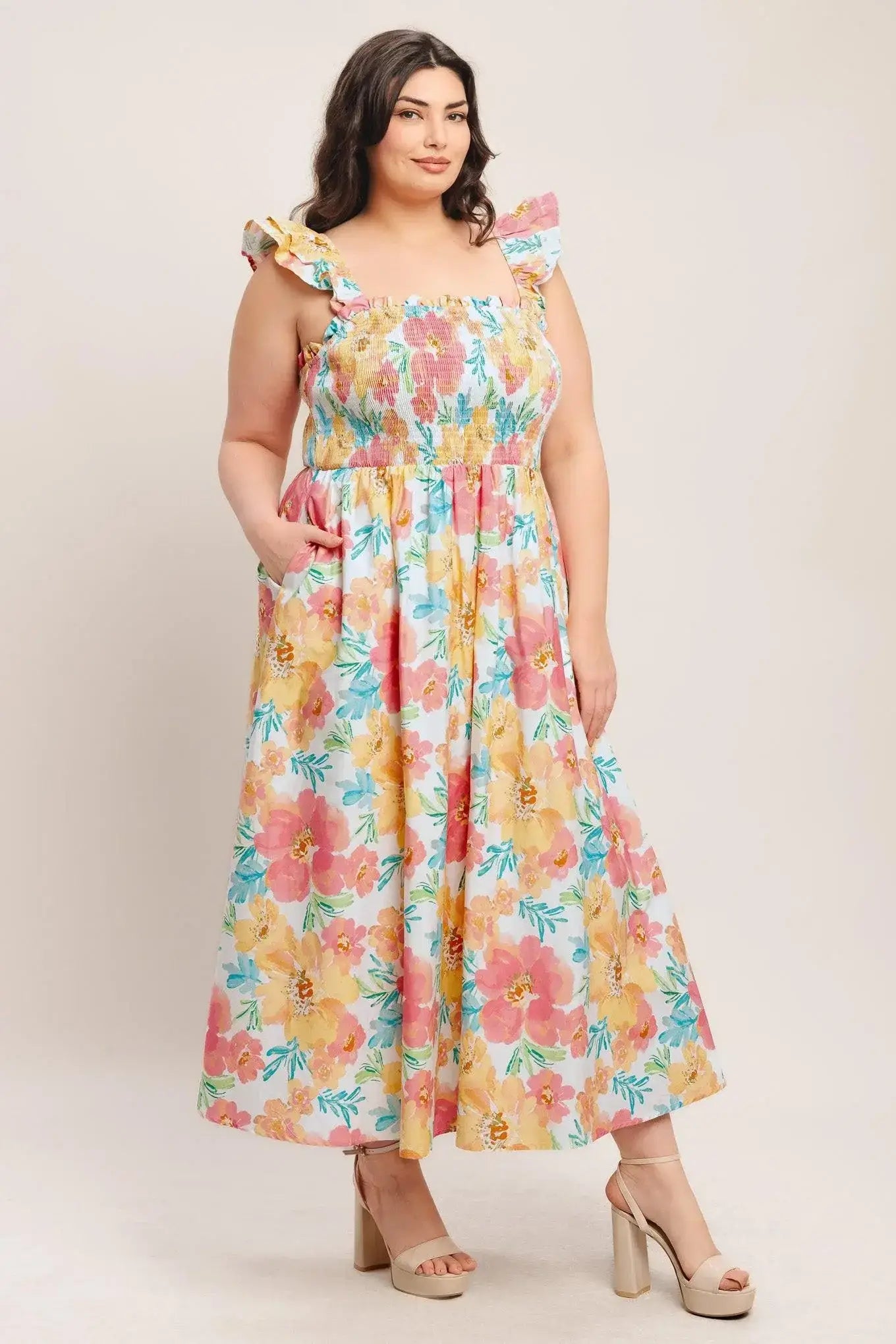 SOFT SUNSHINE WOVEN MIDI DRESS - Flying Tomato - Flyclothing LLC