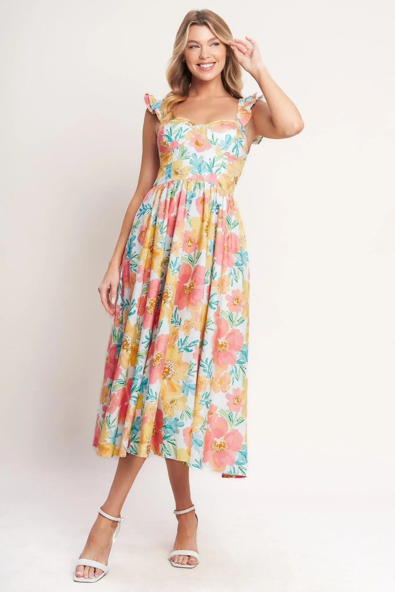 SOFT SUNSHINE WOVEN MIDI DRESS - Flying Tomato - Flyclothing LLC