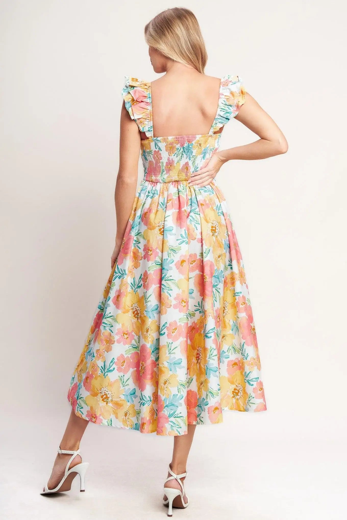 SOFT SUNSHINE WOVEN MIDI DRESS - Flying Tomato - Flyclothing LLC