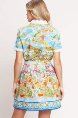 COASTAL MARKET WOVEN MINI DRESS - Flying Tomato - Flyclothing LLC