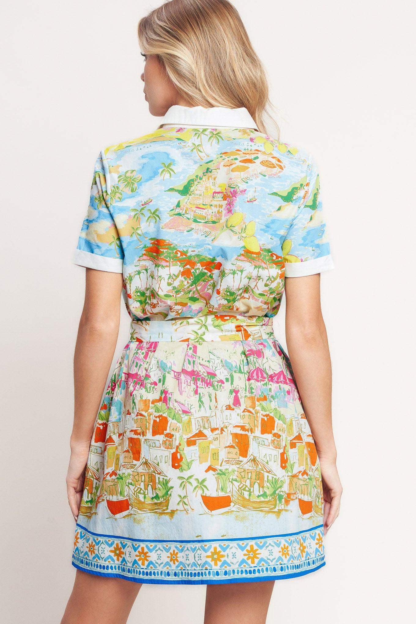 COASTAL MARKET WOVEN MINI DRESS - Flying Tomato - Flyclothing LLC