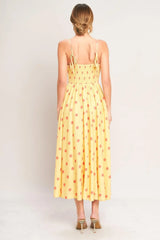 GOLDEN SUMMER POLKA WOVEN MIDI DRESS - Flying Tomato - Flyclothing LLC