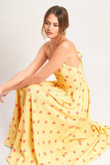 GOLDEN SUMMER POLKA WOVEN MIDI DRESS - Flying Tomato - Flyclothing LLC