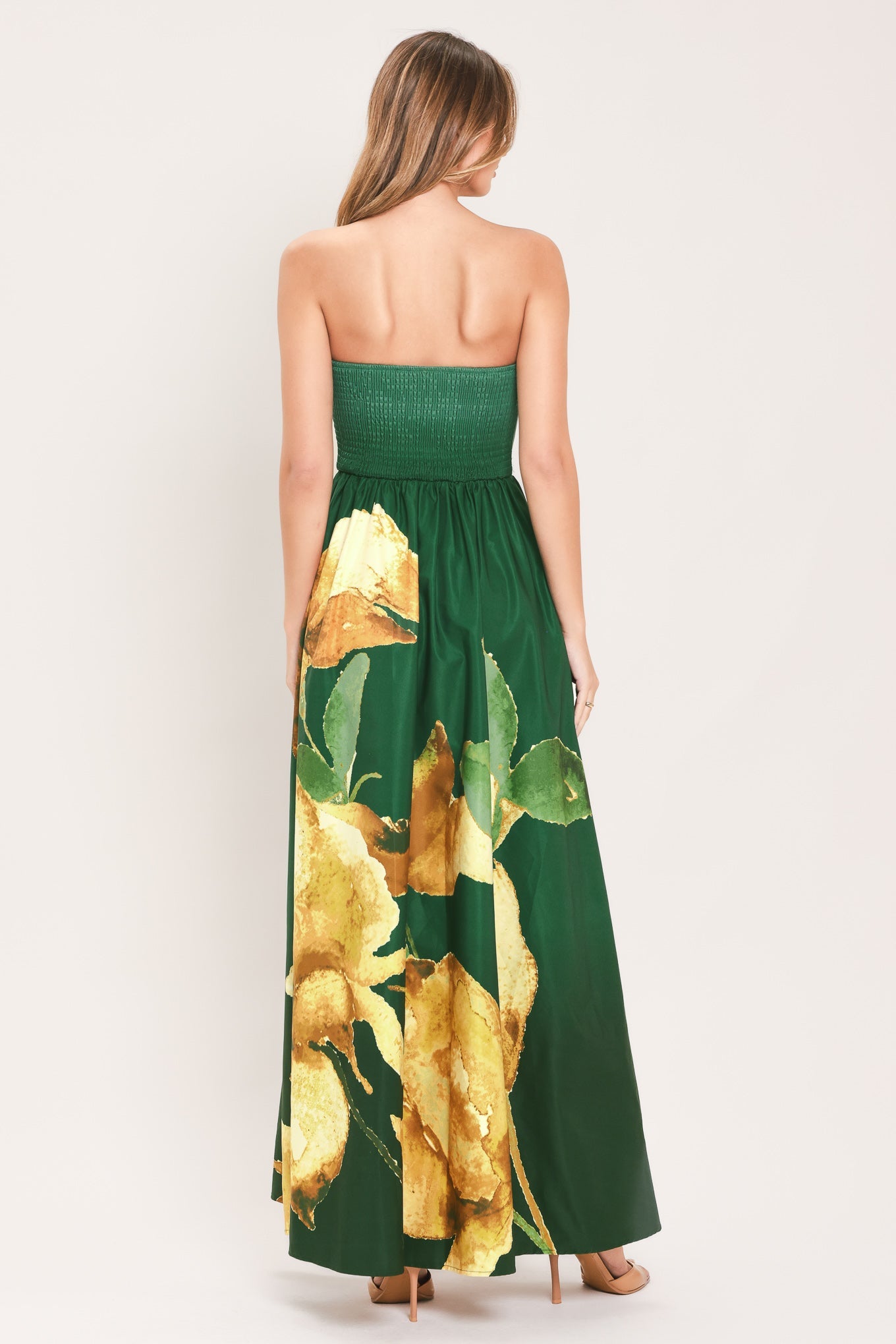 GOLDEN ROSE AFTERGLOW WOVEN MAXI DRESS