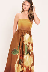 GOLDEN ROSE AFTERGLOW WOVEN MAXI DRESS