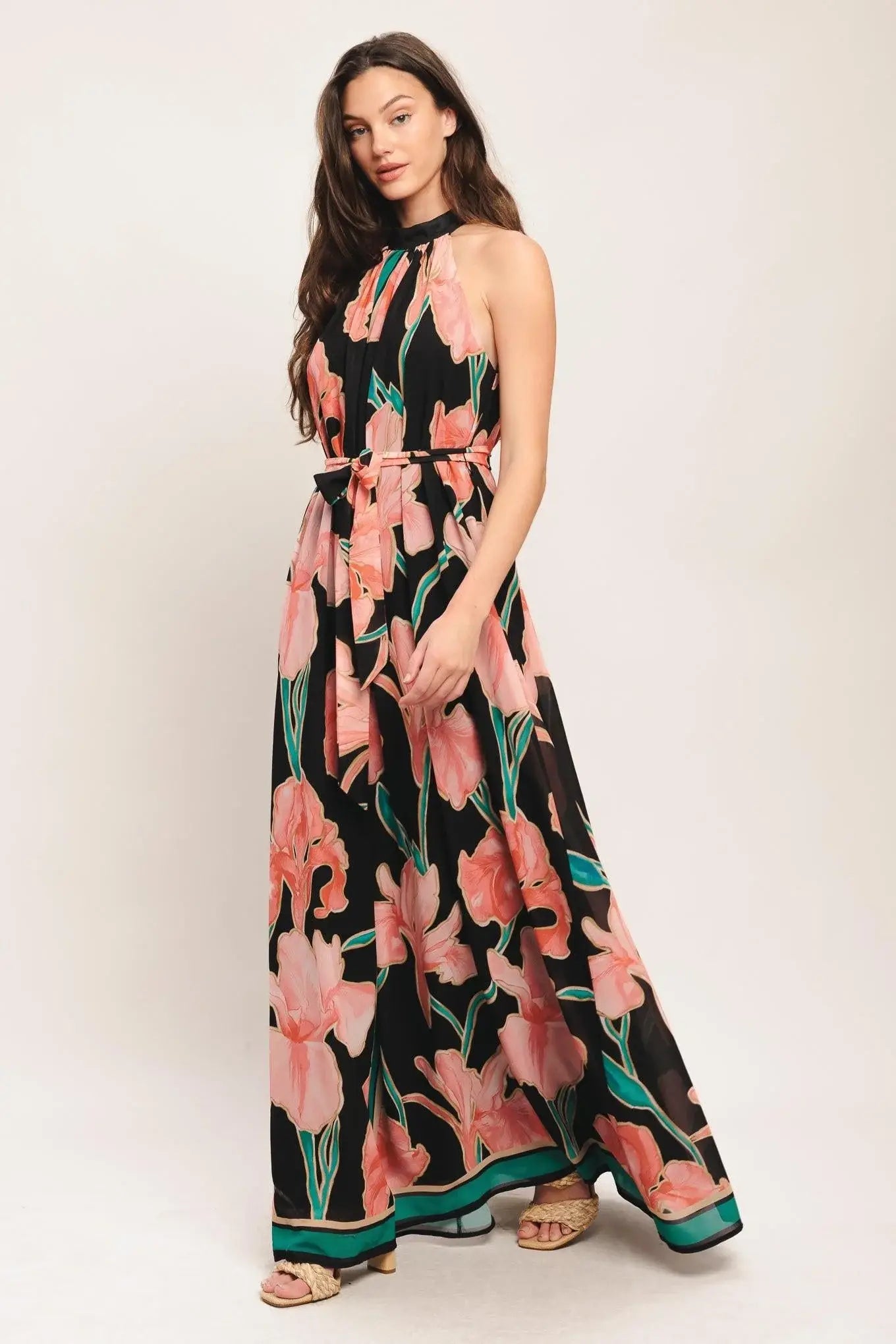 GARDEN NOIR WOVEN MAXI DRESS - Flying Tomato - Flyclothing LLC