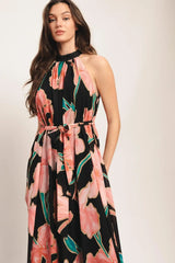 GARDEN NOIR WOVEN MAXI DRESS - Flying Tomato - Flyclothing LLC