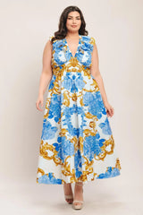 BAROQUE BLOOM WOVEN MIDI DRESS - Flying Tomato - Flyclothing LLC