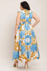 BAROQUE BLOOM WOVEN MIDI DRESS - Flying Tomato - Flyclothing LLC