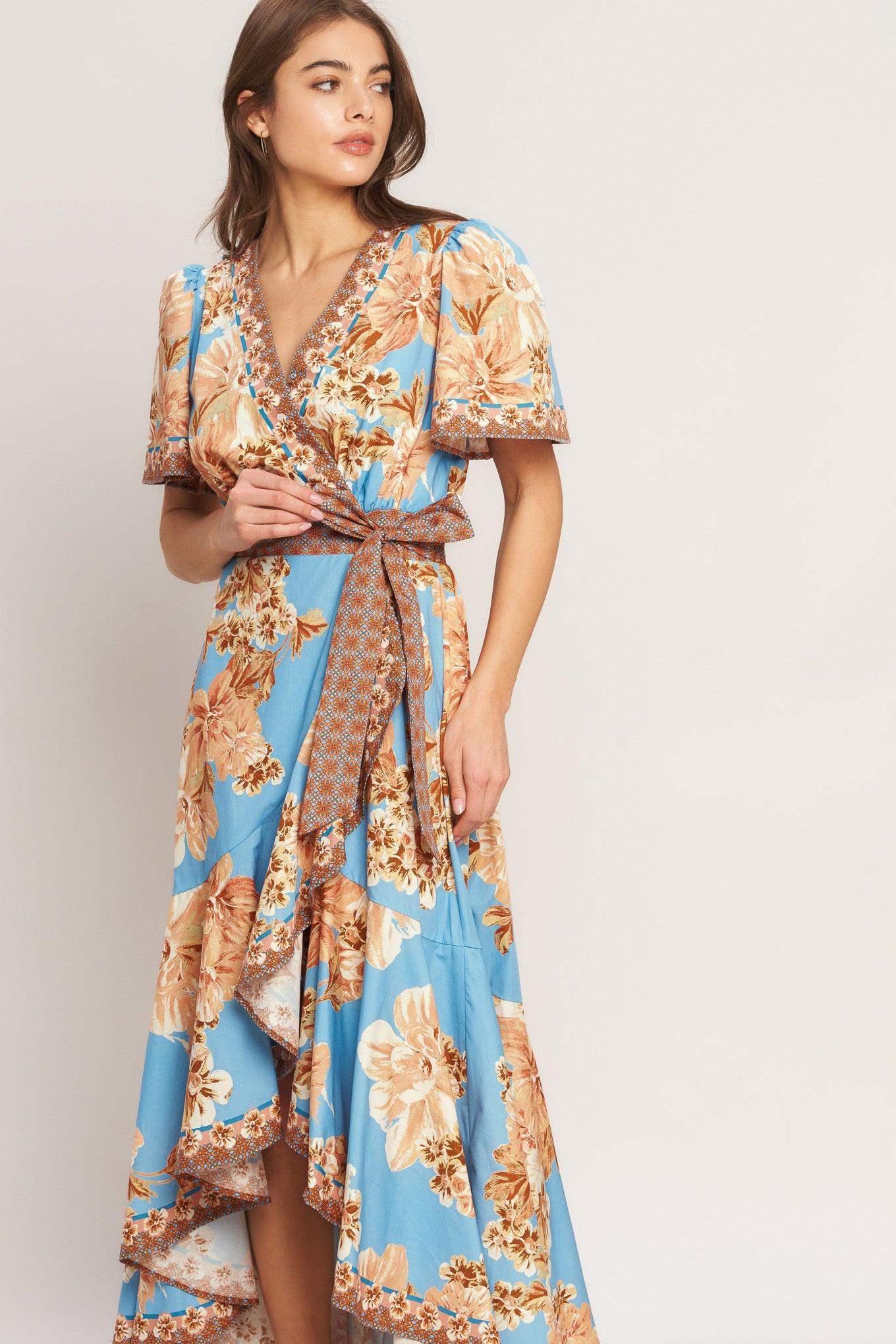 HAVANA HEAT WOVEN HI-LO MIDI DRESS - Flying Tomato - Flyclothing LLC
