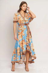 HAVANA HEAT WOVEN HI-LO MIDI DRESS - Flying Tomato - Flyclothing LLC