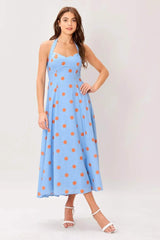 COTTON CANDY SKY DOT WOVEN MIDI DRESS - Flying Tomato - Flyclothing LLC