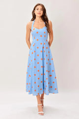 COTTON CANDY SKY DOT WOVEN MIDI DRESS - Flying Tomato - Flyclothing LLC