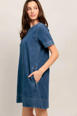 SIMPLY PUT TOGETHER DENIM MINI DRESS - Flying Tomato - Flyclothing LLC