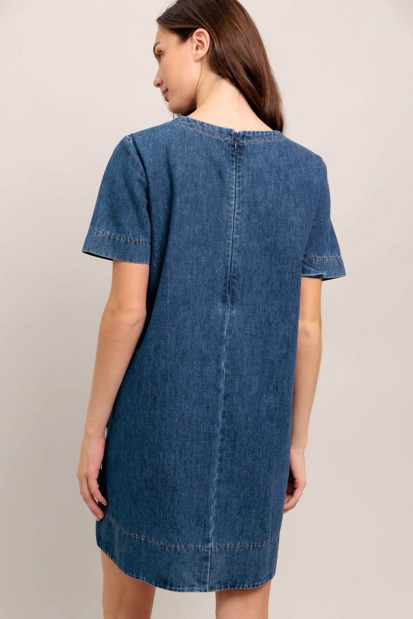 SIMPLY PUT TOGETHER DENIM MINI DRESS - Flying Tomato - Flyclothing LLC