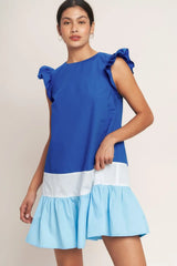 SEASIDE SWEETHEART COLOR BLOCKED MINI DRESS - Flying Tomato - Flyclothing LLC