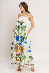 TROPIC ARTE FLOW WOVEN MAXI DRESS - Flying Tomato - Flyclothing LLC