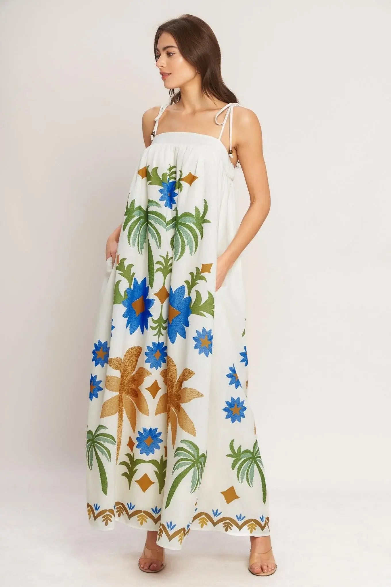 TROPIC ARTE FLOW WOVEN MAXI DRESS - Flying Tomato - Flyclothing LLC
