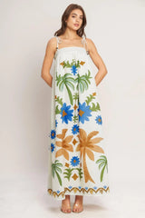 TROPIC ARTE FLOW WOVEN MAXI DRESS - Flying Tomato - Flyclothing LLC