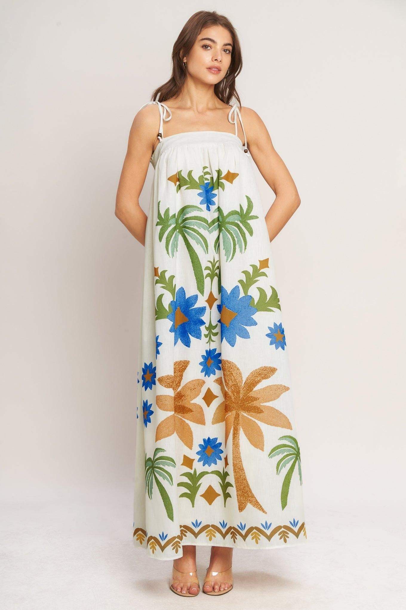 TROPIC ARTE FLOW WOVEN MAXI DRESS - Flying Tomato - Flyclothing LLC