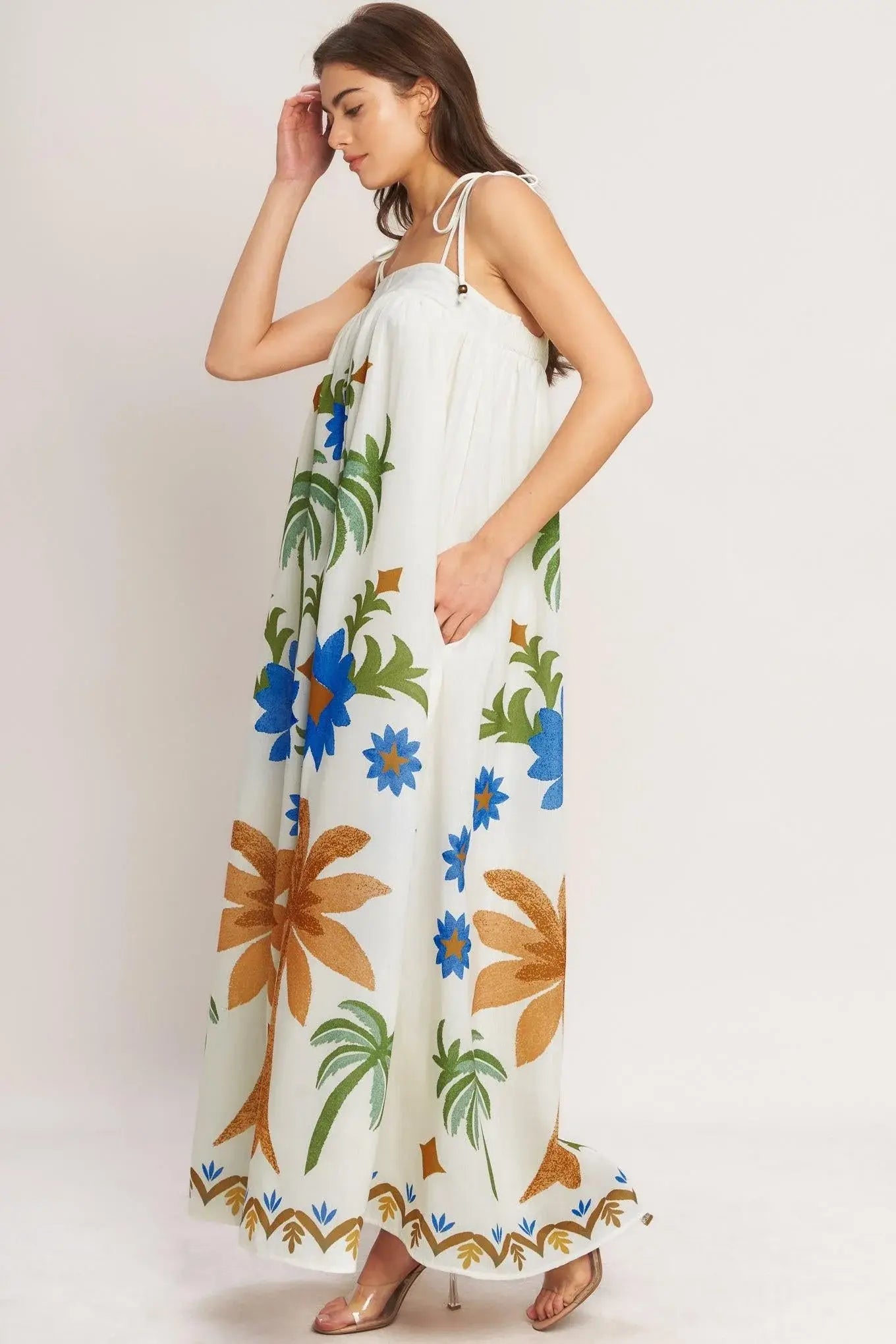 TROPIC ARTE FLOW WOVEN MAXI DRESS - Flying Tomato - Flyclothing LLC