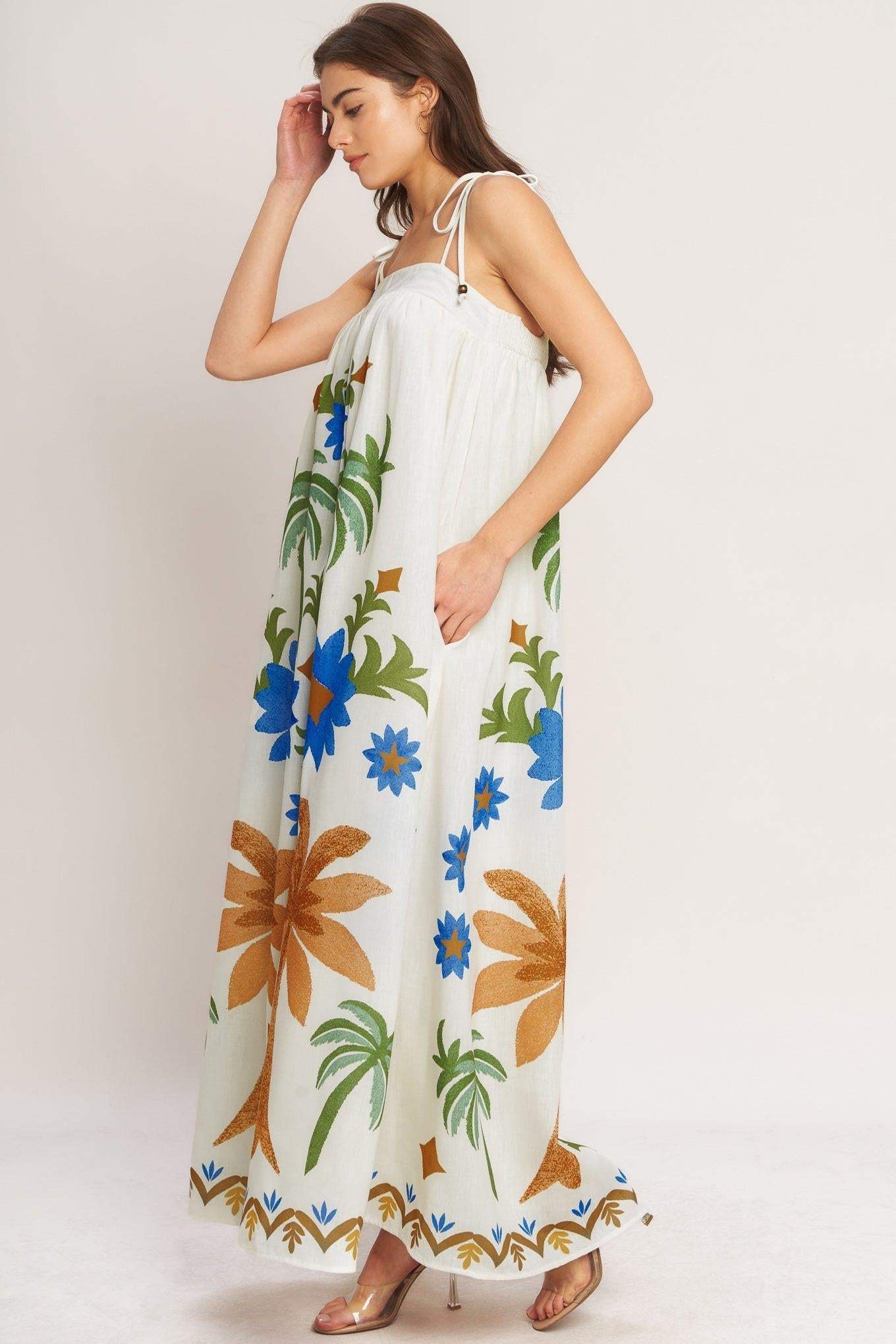 TROPIC ARTE FLOW WOVEN MAXI DRESS - Flying Tomato - Flyclothing LLC