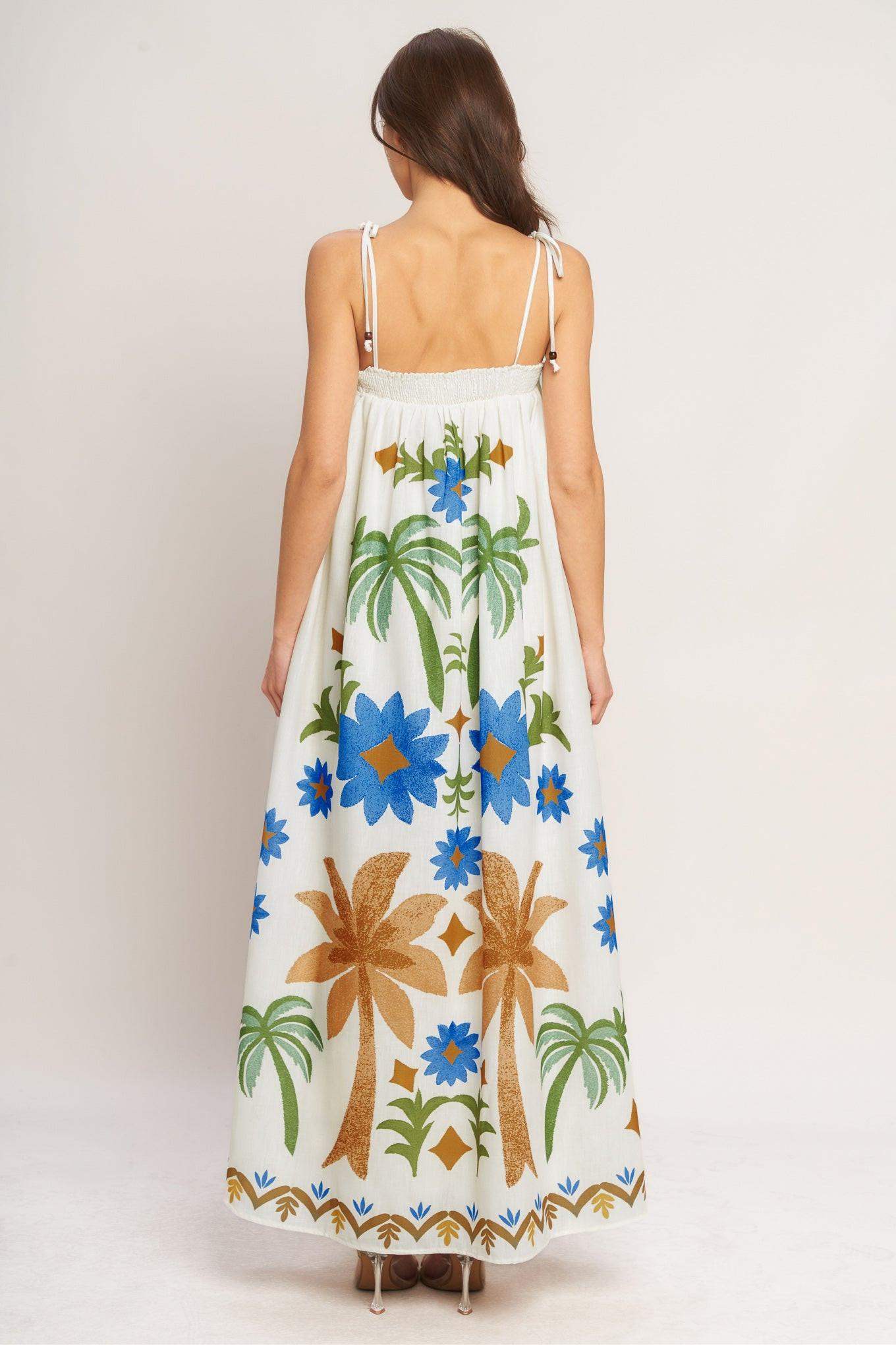 TROPIC ARTE FLOW WOVEN MAXI DRESS - Flying Tomato - Flyclothing LLC