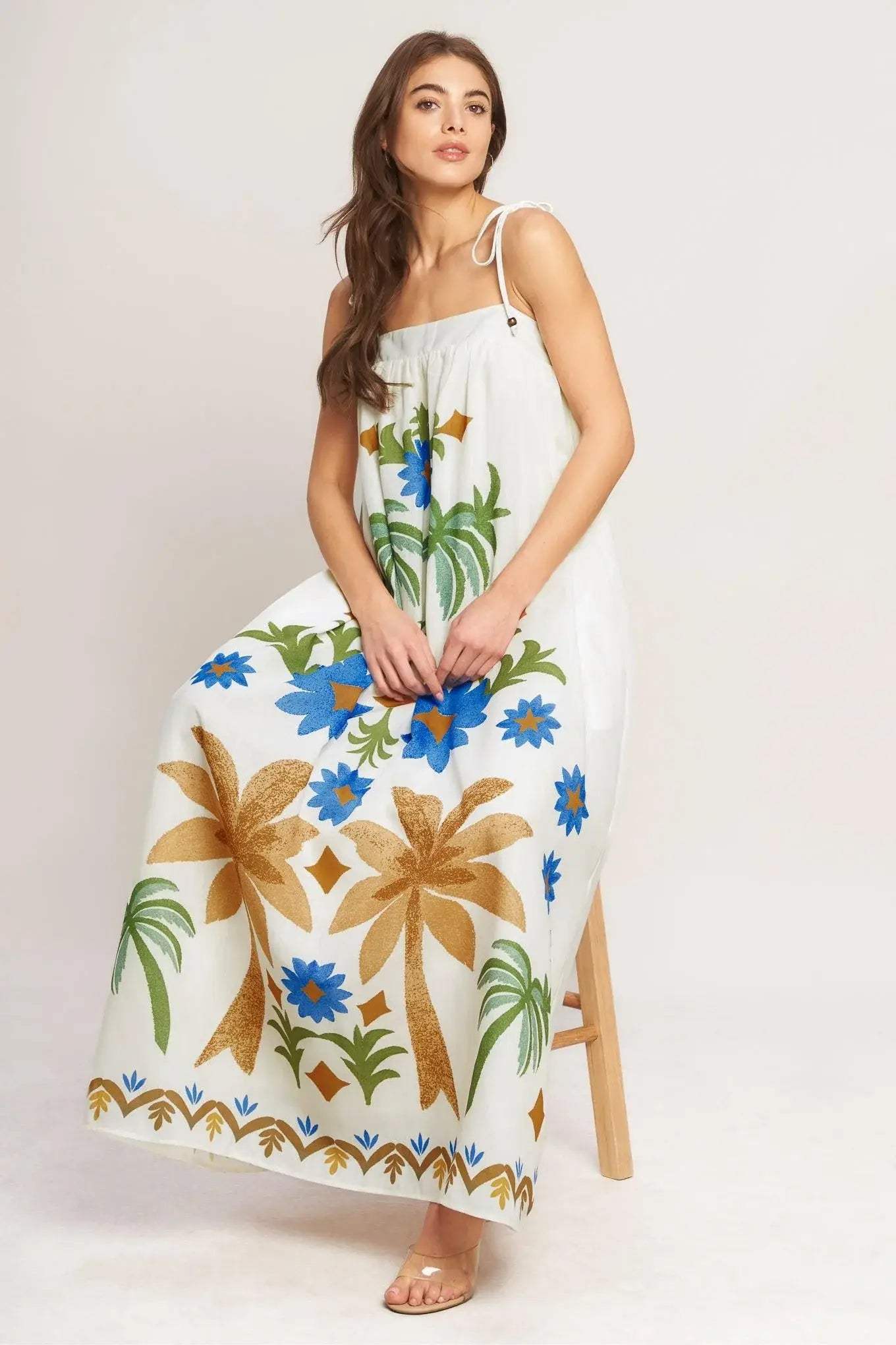 TROPIC ARTE FLOW WOVEN MAXI DRESS - Flying Tomato - Flyclothing LLC
