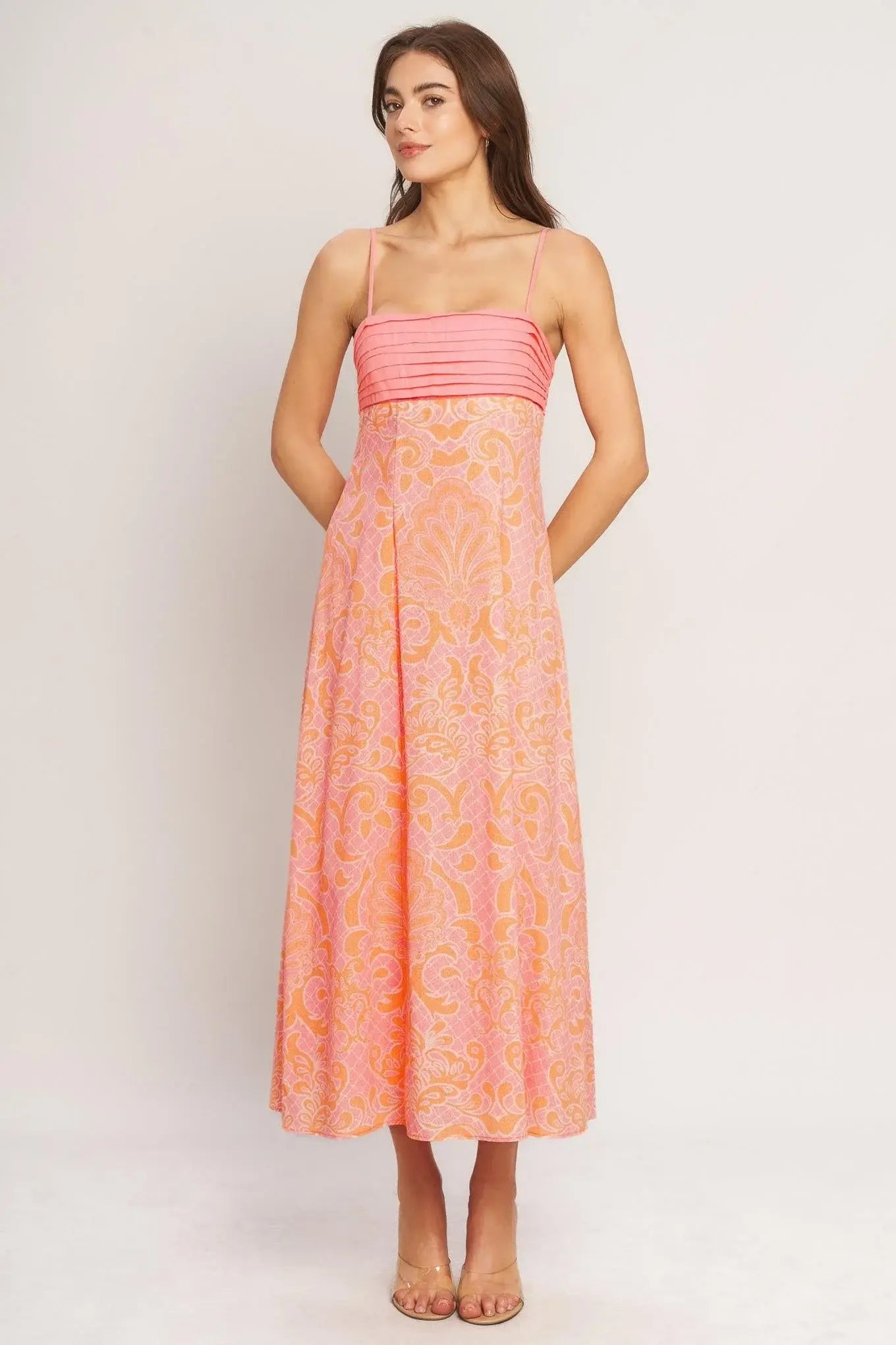 ISLAND SUNSET CHARM WOVEN MIDI DRESS - Flying Tomato - Flyclothing LLC