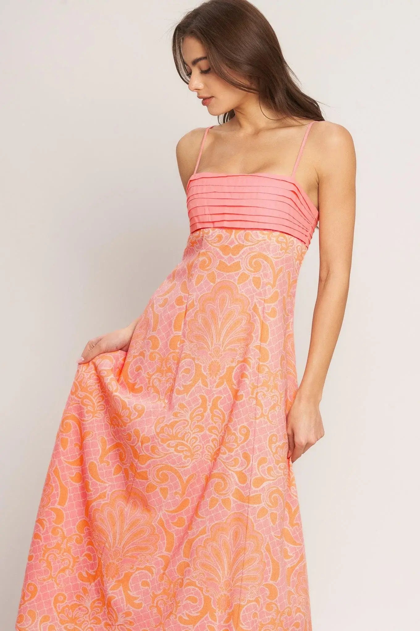 ISLAND SUNSET CHARM WOVEN MIDI DRESS - Flying Tomato - Flyclothing LLC