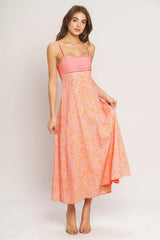 ISLAND SUNSET CHARM WOVEN MIDI DRESS - Flying Tomato - Flyclothing LLC