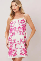 CHIC BLOSSOM WOVEN MINI DRESS - Flying Tomato - Flyclothing LLC