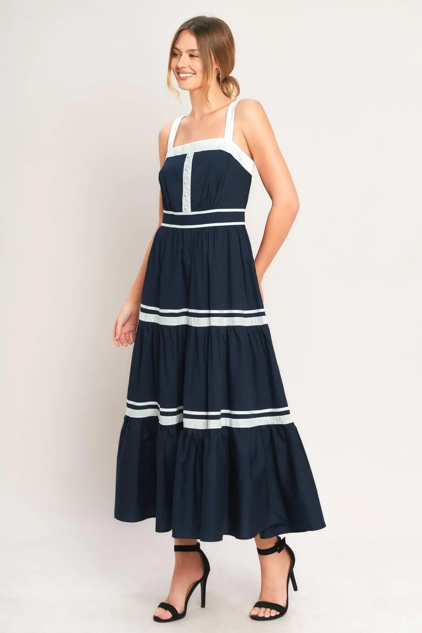 PETAL KISS WOVEN MIDI DRESS - Flying Tomato - Flyclothing LLC