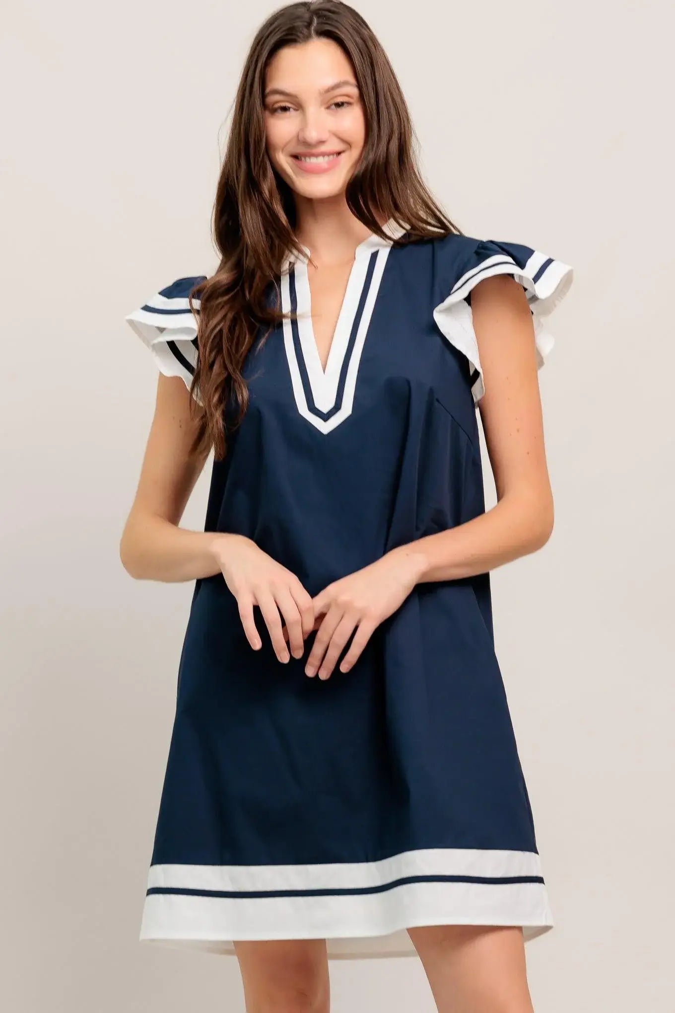 PORTSIDE POLISH WOVEN MINI DRESS - Flying Tomato - Flyclothing LLC