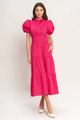 SUGAR CLOUD WOVEN MIDI DRESS - Flying Tomato - Flyclothing LLC