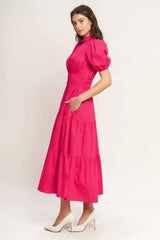 SUGAR CLOUD WOVEN MIDI DRESS - Flying Tomato - Flyclothing LLC